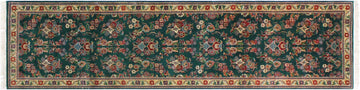 handmade Traditional Abusson Green Beige Hand Knotted RUNNER 100% WOOL area rug 3x10